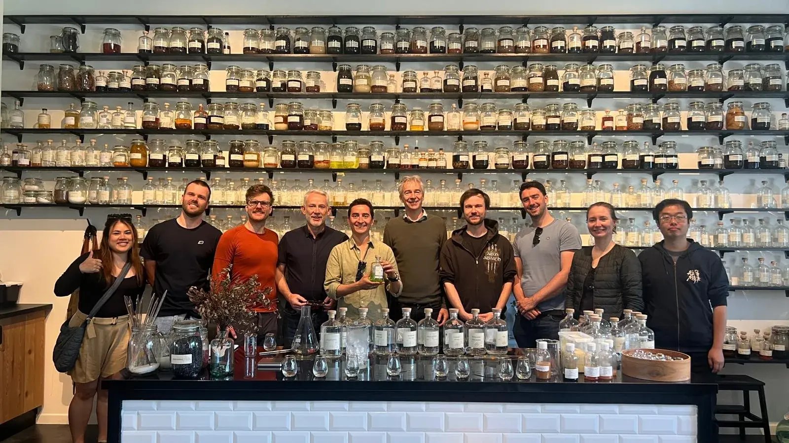 DENSsolutions colleagues on a team outing at a distillery