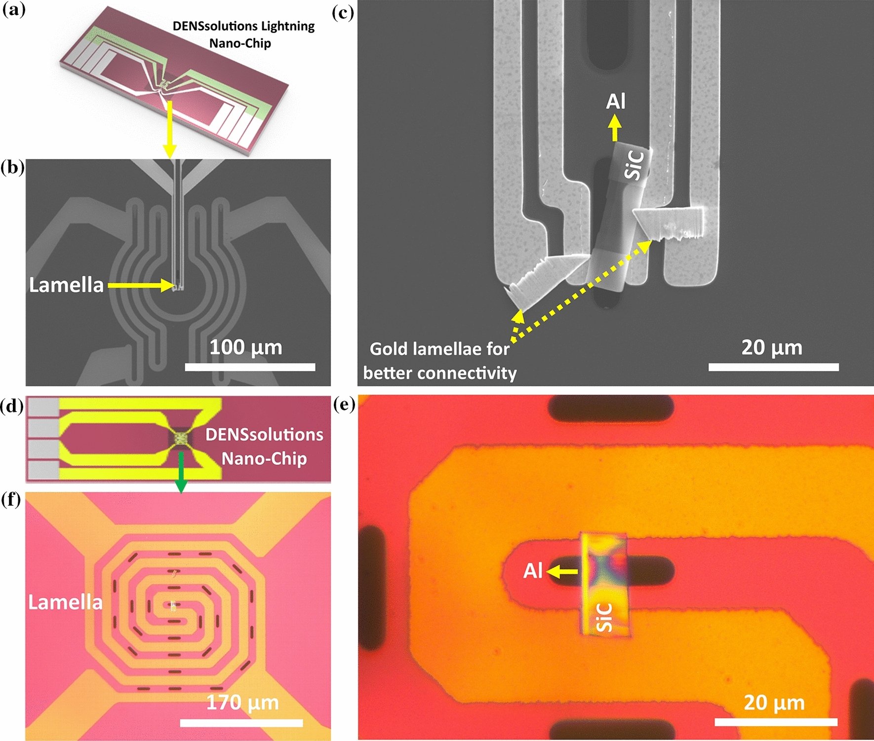 Al and SiC lamella mounted on a DENSsolutions Lightning nano-chip for in situ heating