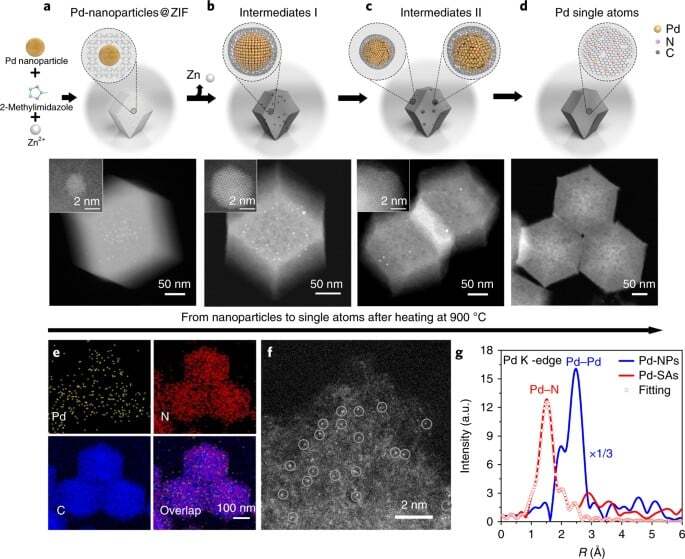 Direct observation of noble metal nanoparticles transforming to thermally stable single atoms